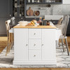 2-Door Large Mobile Kitchen Island Cart with Hidden Wheelsand 3 Drawers-White