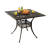 35.4 Inch Aluminum Patio Square Dining Table with Umbrella Hole-Bronze