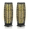 2 Pieces Solar-Powered Diamond Wicker Floor Lamps with Auto LED Light-Black