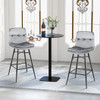 2 Pieces 29 Inch Velvet Bar Stools Set with Tufted Back and Footrests-Gray