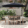 10 Feet Patio Offset Umbrella with 112 Solar-Powered LED Lights-Beige-Navy