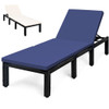Patio Rattan Cushioned Height Adjustable Lounge Chair-Navy & Off White