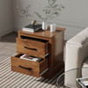 Wood Compact Floor Nightstand with Storage Drawers-Rustic Brown