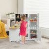 Wooden Kid's Corner Kitchen Playset with Stove for Toddlers-White