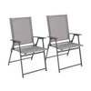 4 Pieces Patio Folding Chair Set with Rustproof Metal Frame-Gray