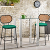 29.5 Inch Modern Faux Leather Bar Stools with Imitation Rattan Woven Backrest-Green