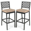 Set of 2 Patio Bar Chairs with Detachable Cushion and Footrest-Argyle Pattern