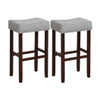2 Set of 29 Inch Height Upholstered Bar Stool with Solid Rubber Wood Legs and Footrest-Gray