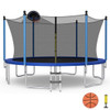 Outdoor Recreational Trampoline with Ladder and Enclosure Net-14 ft