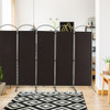 6 Feet 6-Panels Freestanding Folding Privacy Screen-Brown