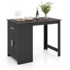 Counter Height Bar Table with Storage Cabinet and Drawer-Black