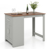 Counter Height Bar Table with Storage Cabinet and Drawer-Gray