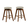 2 Pieces 26 Inch Backless Swivel Barstools with Linen Fabric Seat-Beige