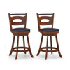 2 Pieces 24 inch Swivel Bar Stools with Curved Backrest and Seat Cushions-24 inches
