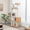 Modern Wooden Cat Tree with Perch Condos and Washable Cushions-Natural