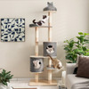6-Tier Wooden Cat Tree with 2 Removeable Condos Platforms and Perch-Gray