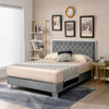 Full Size Upholstered Bed Frame with Velvet Headboard-Full Size