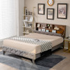 Queen Size Upholstered Bed Frame with Storage Headboard-Queen Size