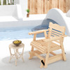 Outdoor Wood Rocking Chair with High Back and Widened Armrests