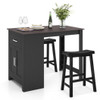 3-Piece Bar Table Set for 2 with 2 Saddle Stools for Dining Room-Black