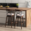 Set of 2 Wooden Swivel Bar Stools with Cushioned Seat and Open X Back-30 inches