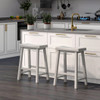 Set of 2 24 Inch Counter Height Stools with Solid Wood Legs-Gray