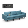 Convertible Leather Sofa Couch with Magazine Pockets for Living room-3-Seat with USB port