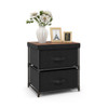 2-Drawer Nightstand with Removable Fabric Bins and Pull Handles-Black