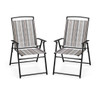 Set of 2 Patio Folding Sling Chairs Space-saving Dining Chair-Gray