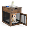 2-In-1 Dog House with Drawer and Wired Wireless Charging-Rustic Brown