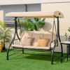 3 Seat Outdoor Porch Swing with Adjustable Canopy-Beige