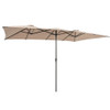 15 Feet Double-Sized Patio Umbrella with Crank Handle and Vented Tops-Brown