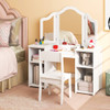 Kids Vanity Table and Chair Set with Removable Tri-Folding Mirror-White