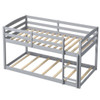 Twin Size Bunk Bed with High Guardrails and Integrated Ladder-Gray