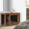 Corner Dog Kennel with Mesh Door and Cushion-Brown
