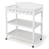 Mobile Changing Table with Waterproof Pad and 2 Open Shelves-White