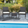 2 Pieces Patio Wicker Dining Armchair Set with Soft Zippered Cushion