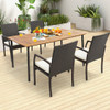 4 Pieces Patio Wicker Dining Armchair Set with Soft Zippered Cushion