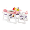 Kids Table and Chair Set with Building Blocks-Pink & Purple