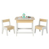 Kid's Table and Chairs Set with Double-sized Tabletop-Natural