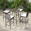 4 Pieces Patio Wicker Barstools with Seat Cushion and Footrest-Set of 4