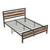 Queen Industrial Bed Frame with Rustic Headboard and Footboard-Queen Size