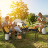 3 Pieces Folding Camping Table Stool Set with 2 Retractable LED Stools-Black