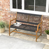 Outdoor Acacia Wood Bench with Backrest and Armrests