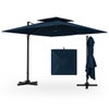 9.5 Feet Cantilever Patio Umbrella with 360 Rotation and Double Top-Navy