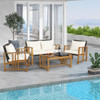 4 Pieces Patio Rattan Conversation Set with Seat and Back Cushions-Off White