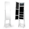 Freestanding Jewelry Cabinet Armoire Organizer with Bevel Edge Mirror-White