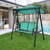2 Person Patio Swing with Weather Resistant Glider and Adjustable Canopy-Green