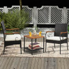 Set of 2/4 Outdoor PE Wicker Chair with Acacia Wood Armrests-Set of 2