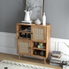 Rattan Buffet Cabinet with 2 Doors and 2 Cubbies-Natural